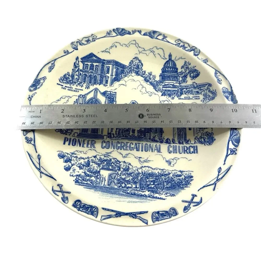 Vintage 1949 Vernon Kilns Pioneer Congregational Church Sacramento CA Plate